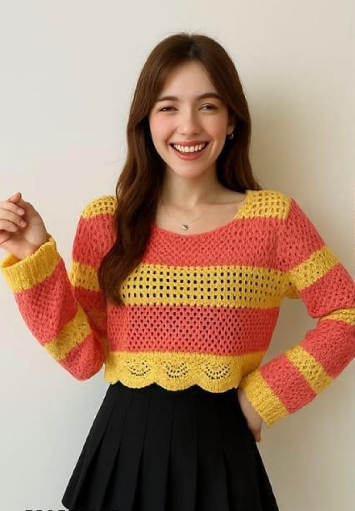 Sunset Stripes Hand-Knitted Crochet Sweater