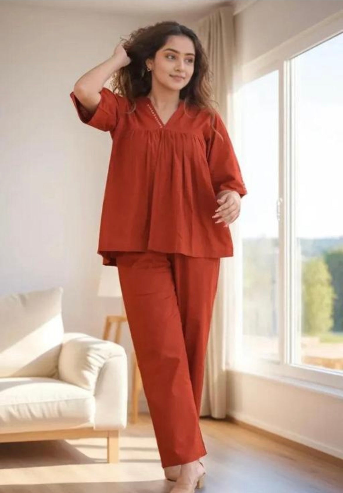 Rust Harmony Cotton Co-ord Set