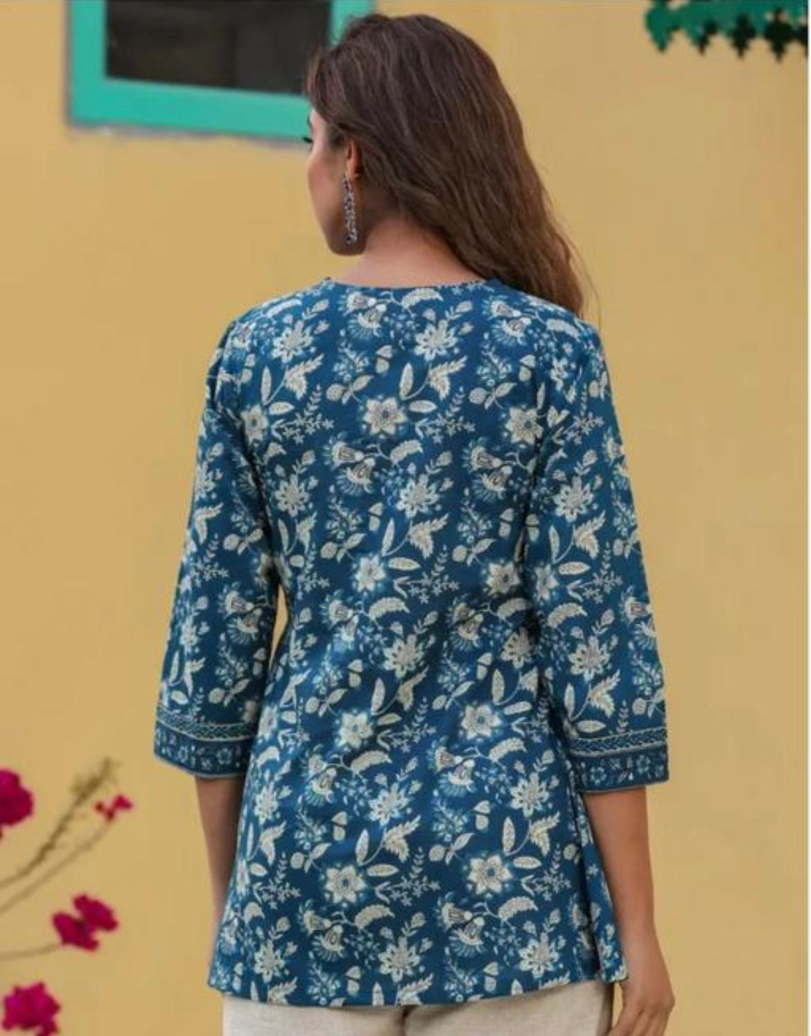 Indigo Bloom Handblock Peplum Kurti