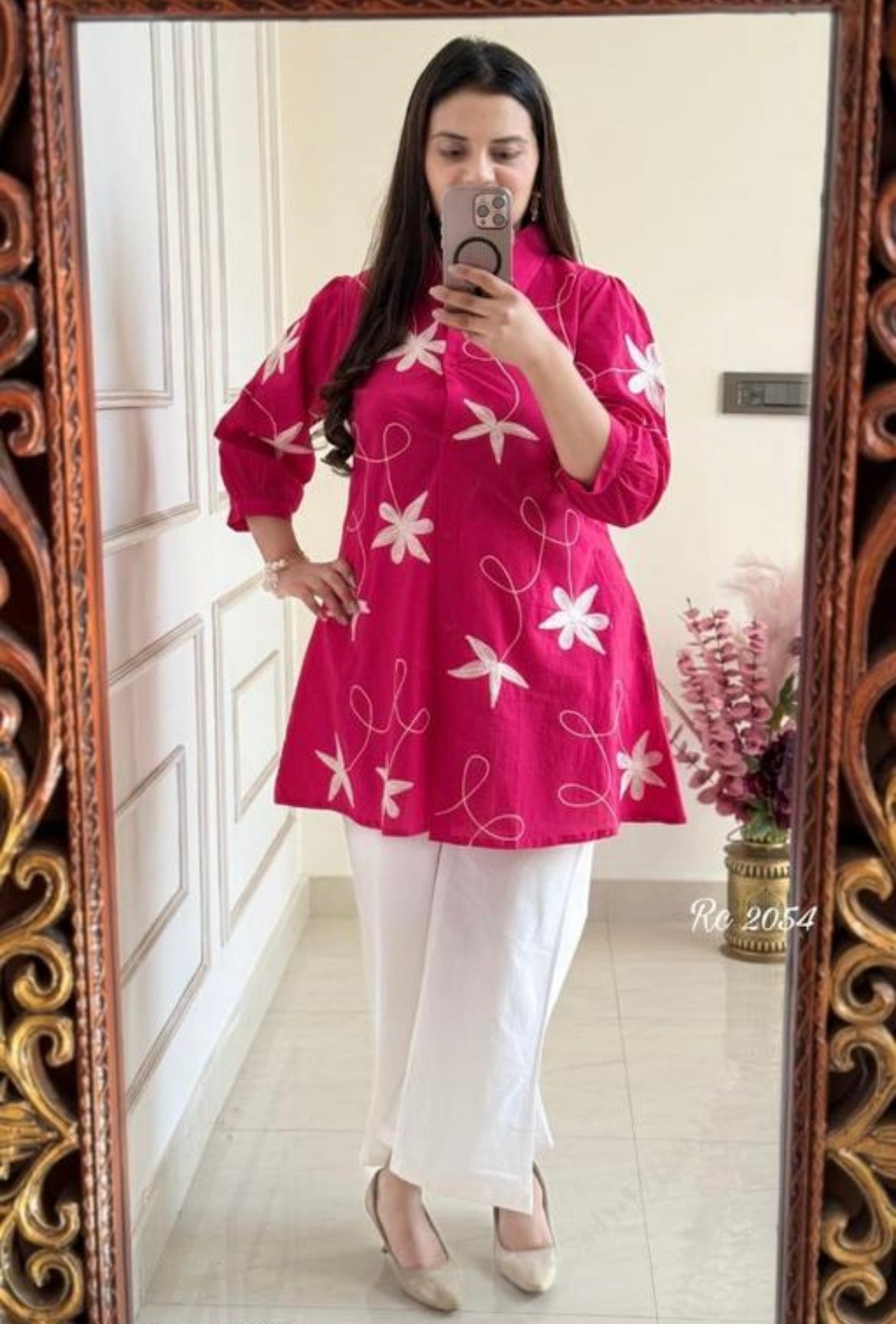 Fuchsia Bloom Embroidered Co-ord Set