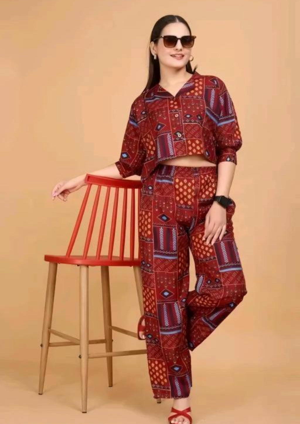 Rust Tribal Print Co-ord Set