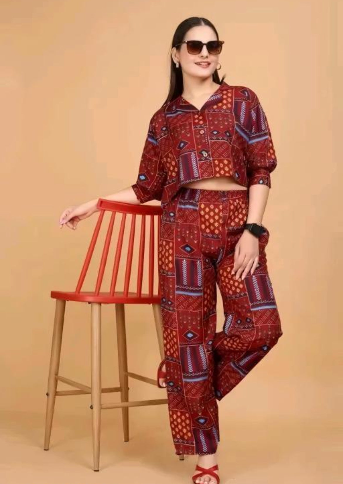 Rust Tribal Print Co-ord Set