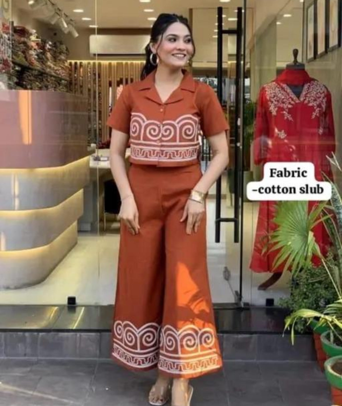 Rust Swirl Cotton Co-ord Set
