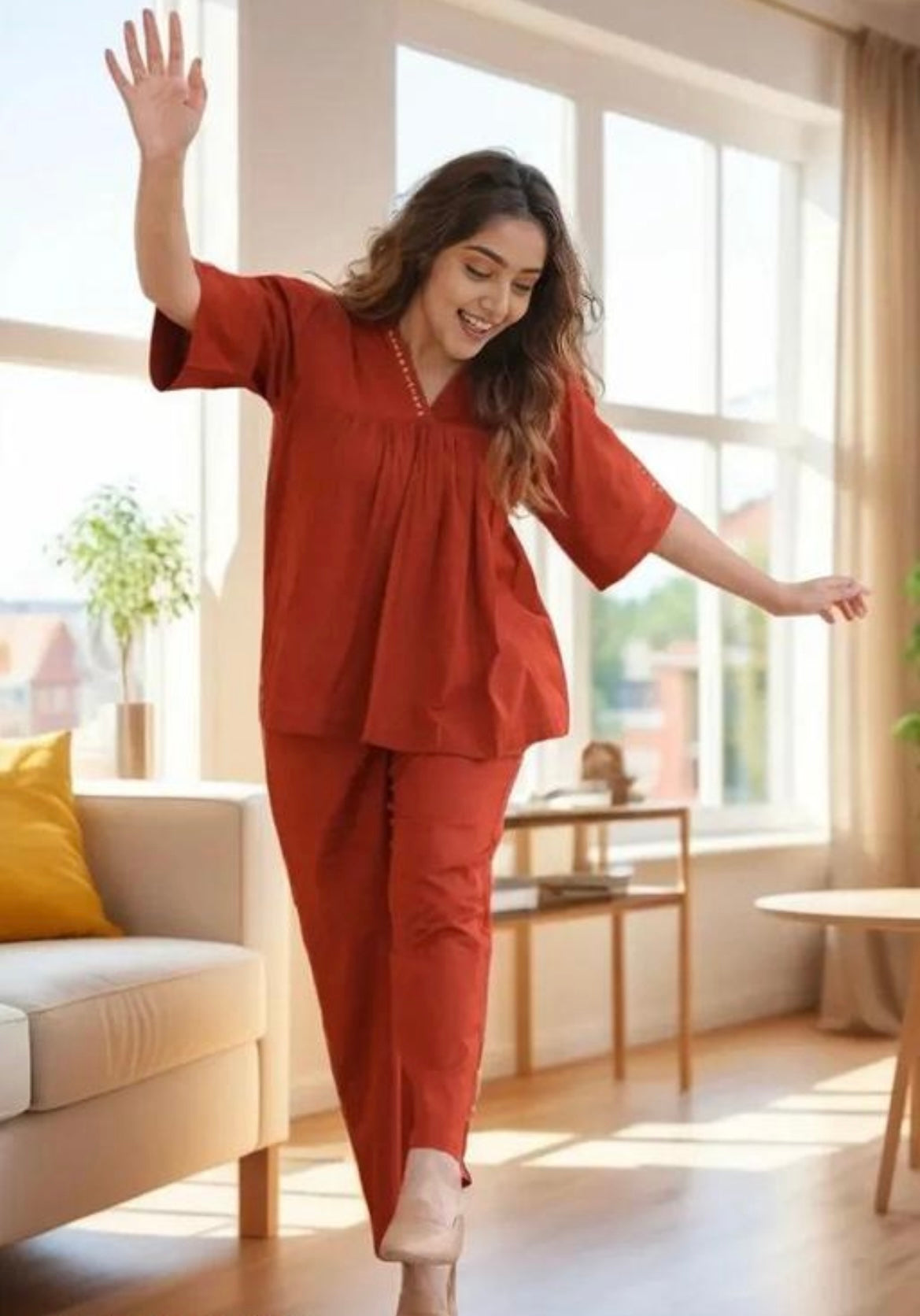Rust Harmony Cotton Co-ord Set