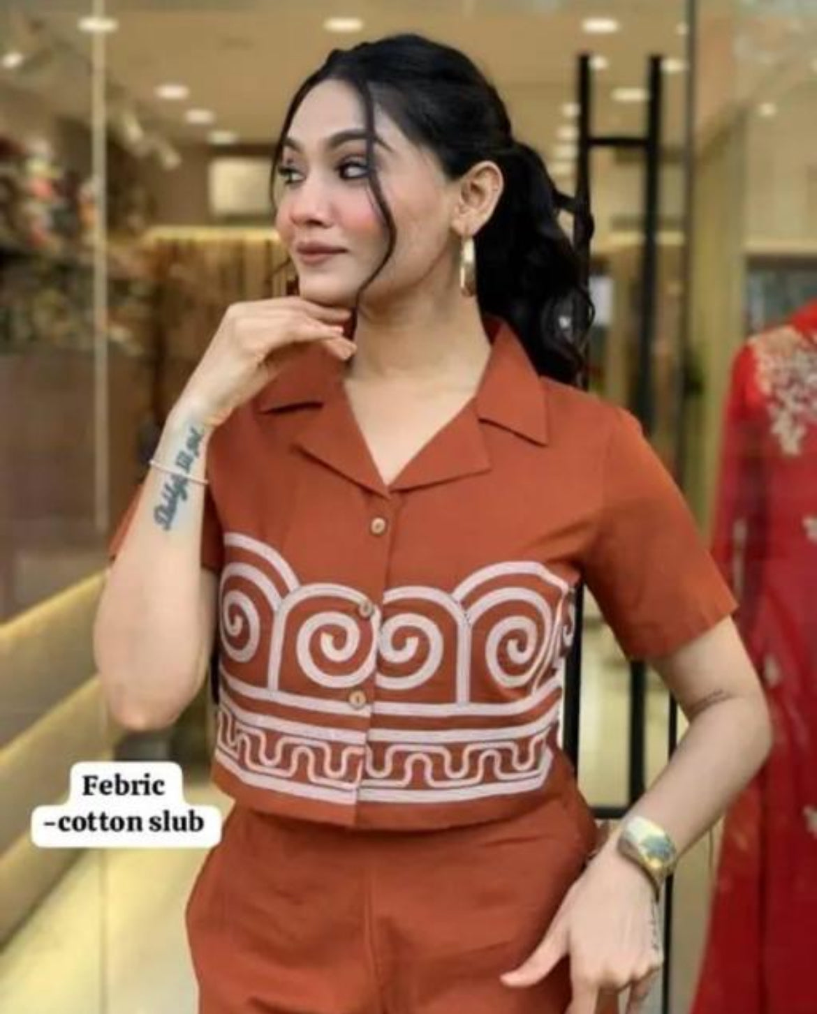 Rust Swirl Cotton Co-ord Set