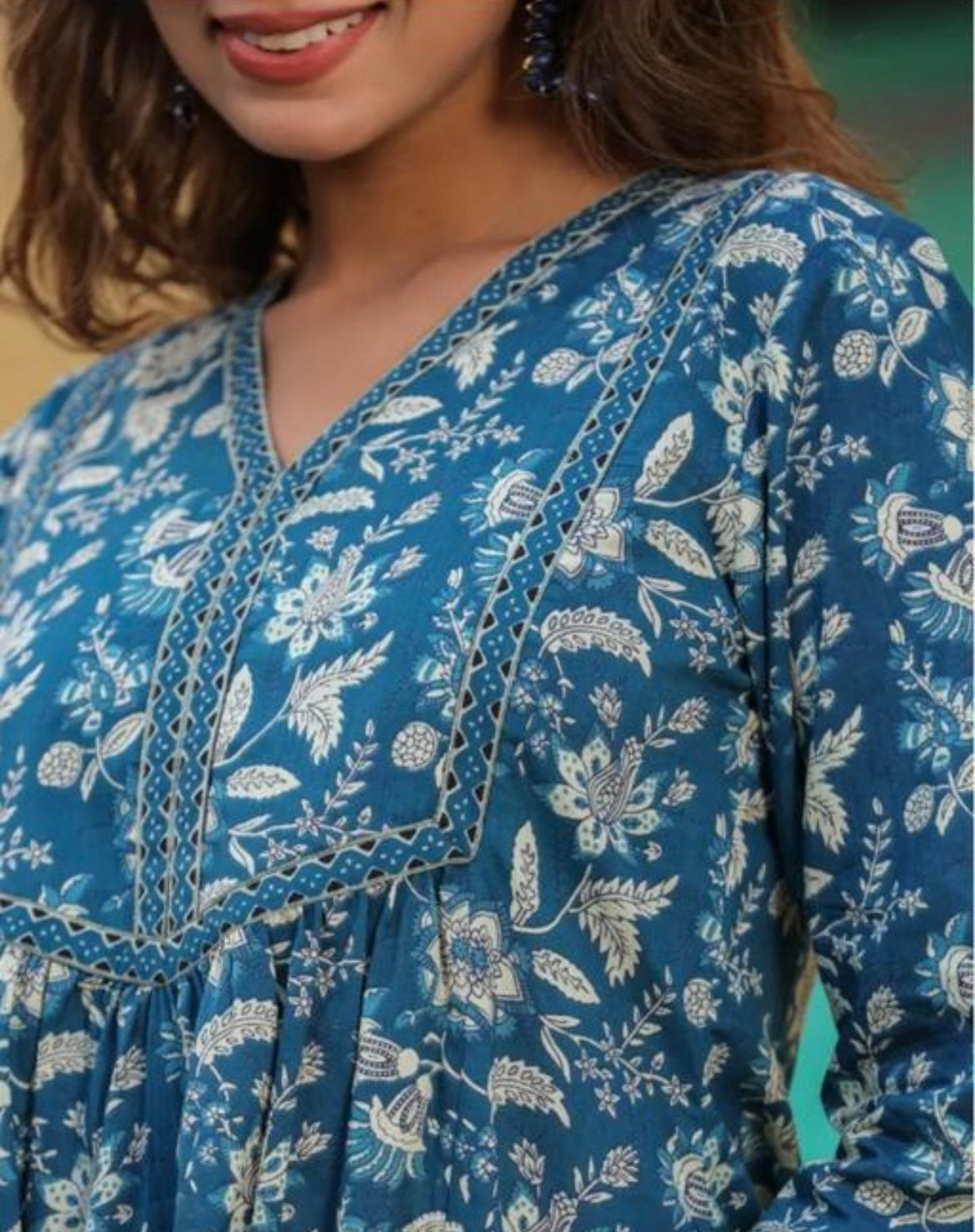 Indigo Bloom Handblock Peplum Kurti