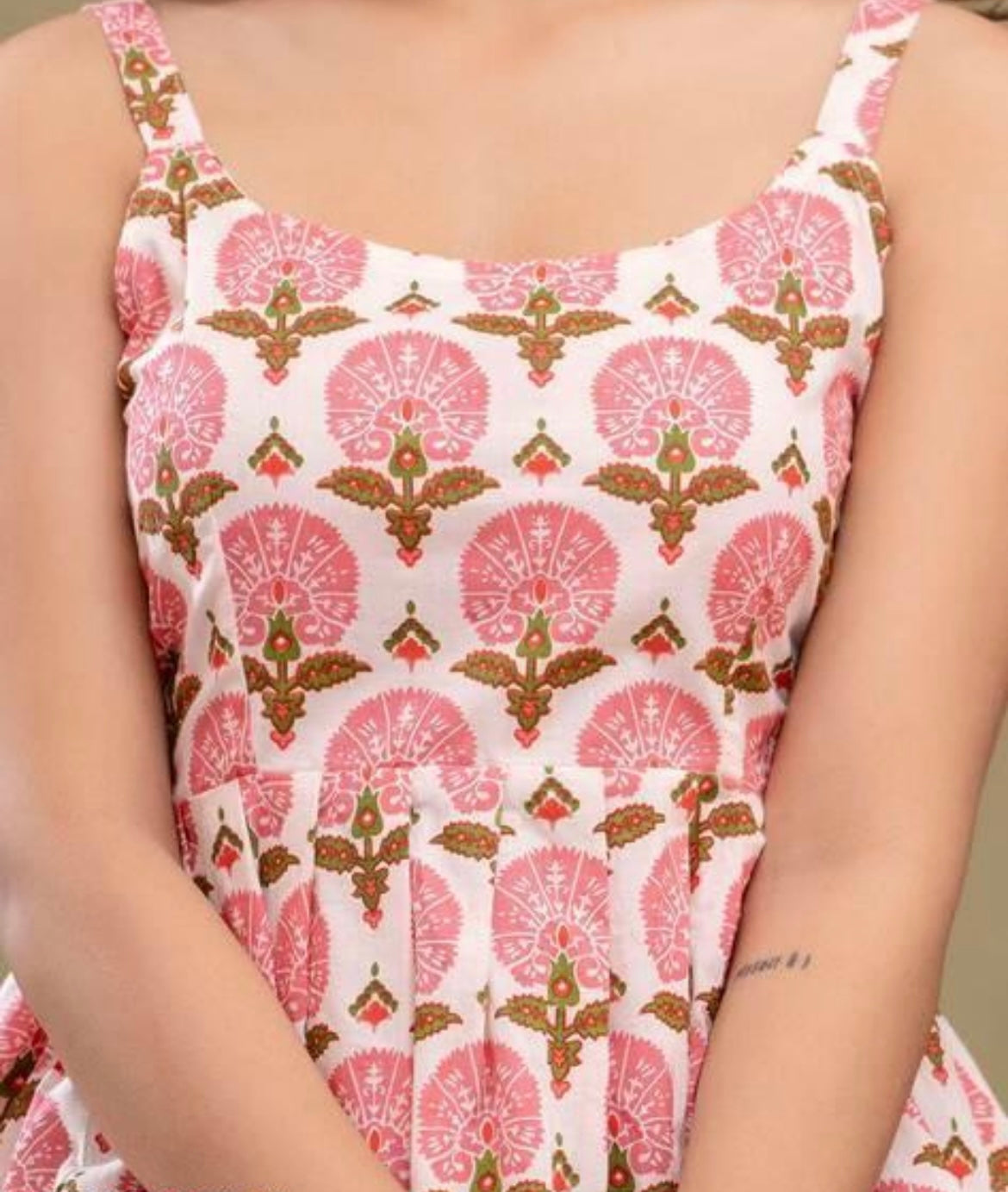 Pink Mandala Print Cotton Peplum Top
