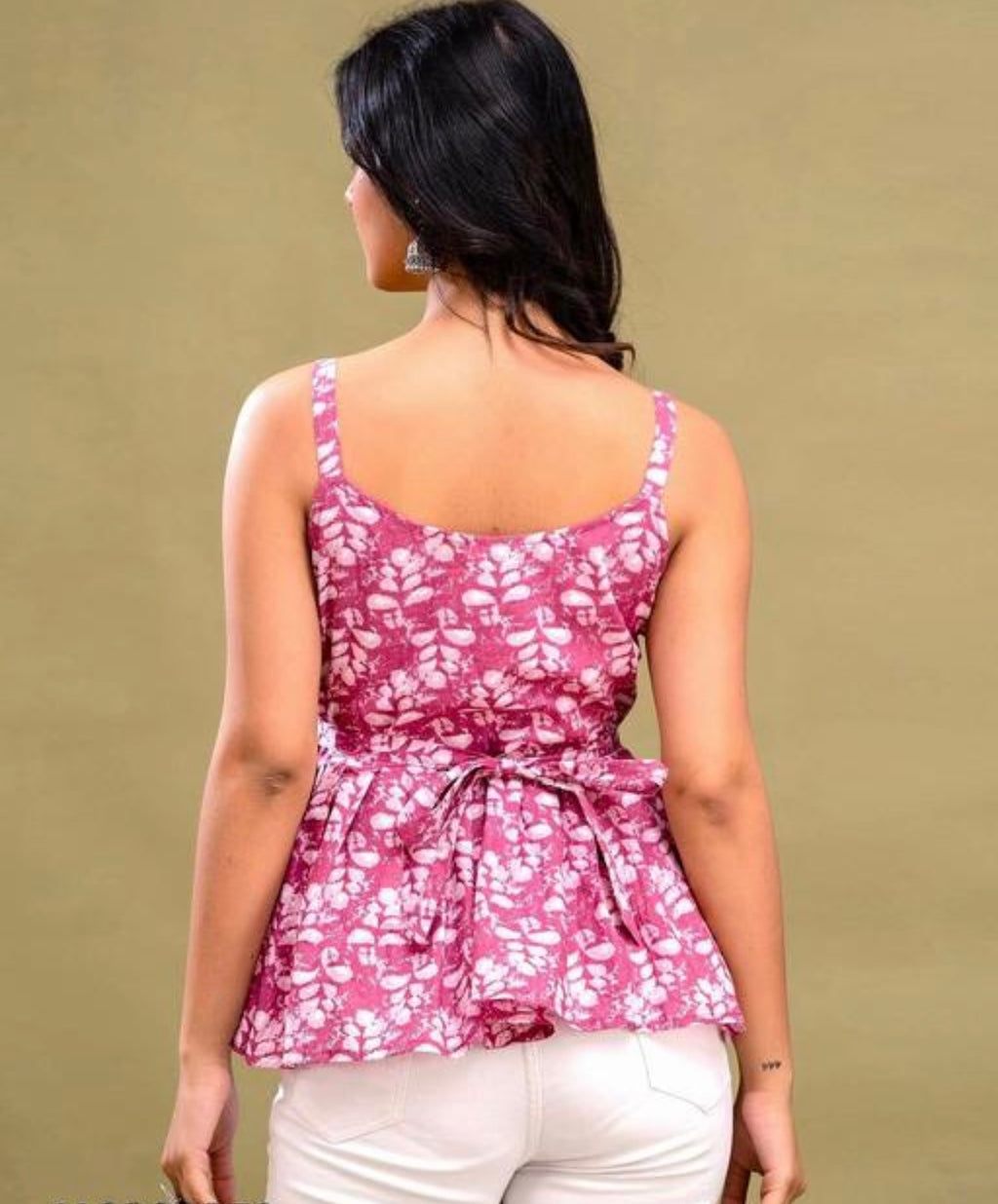 Dusty Rose Floral Flared Sleeveless Top