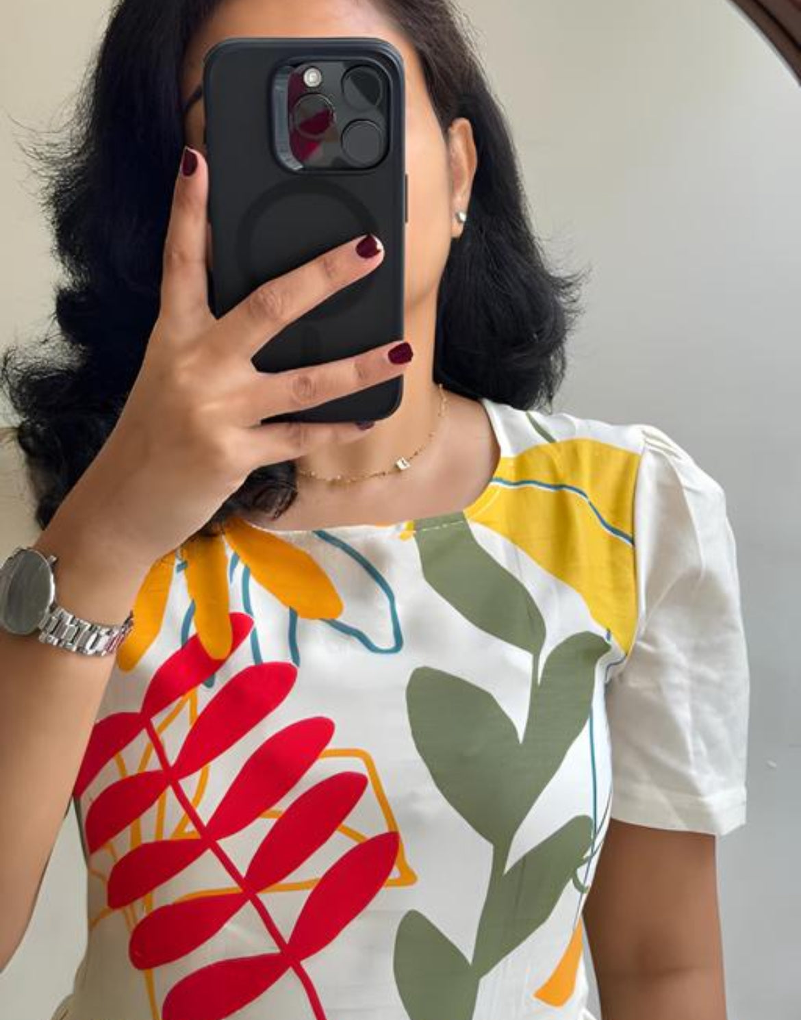 T&T Off white printed dress