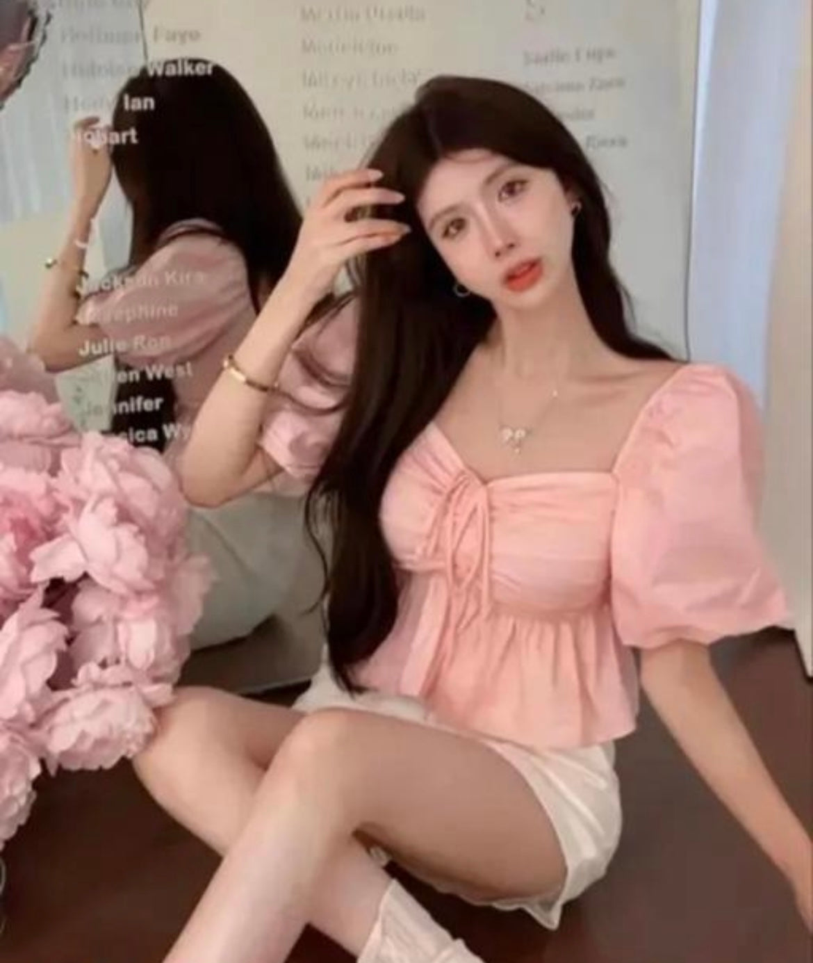Blush Pink Ruched Puff Sleeve Peplum Top – Sweetheart Chic
