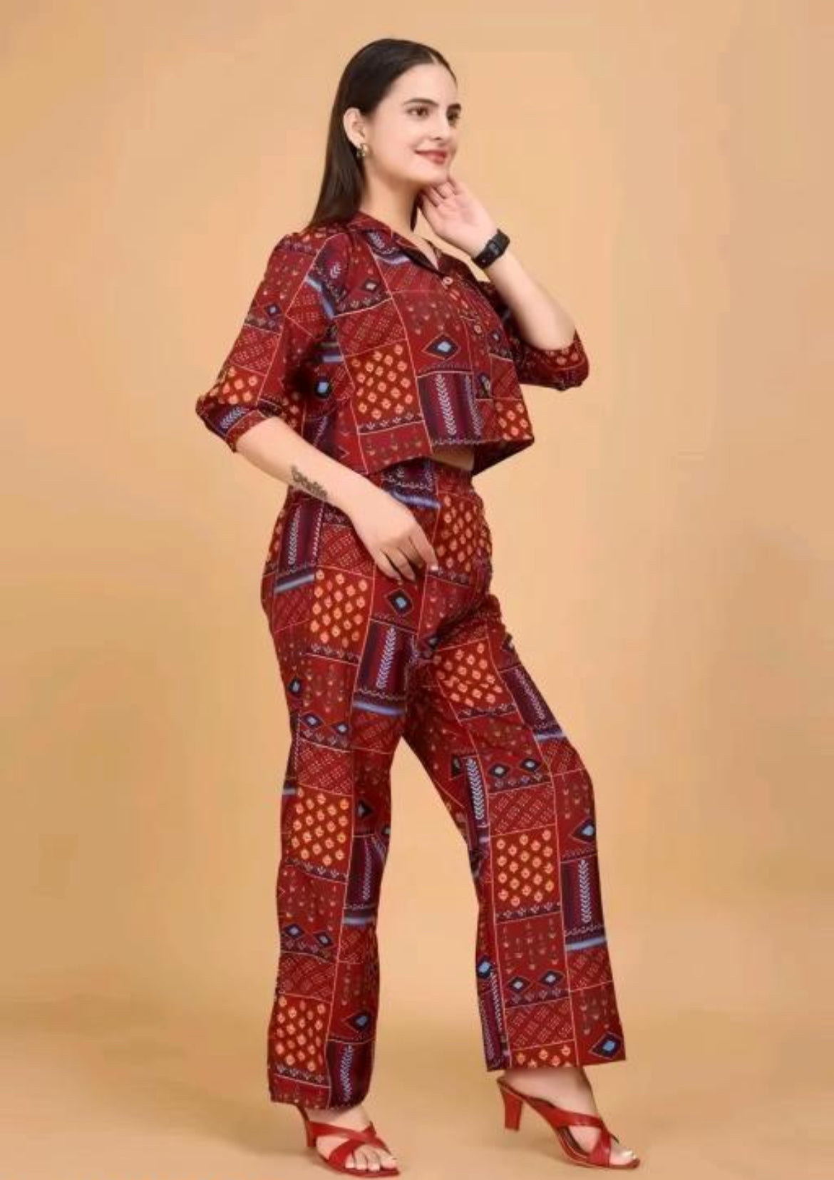Rust Tribal Print Co-ord Set