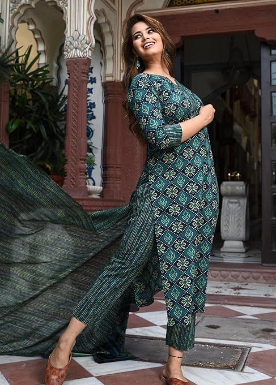 Emerald Grace Printed Suit Set