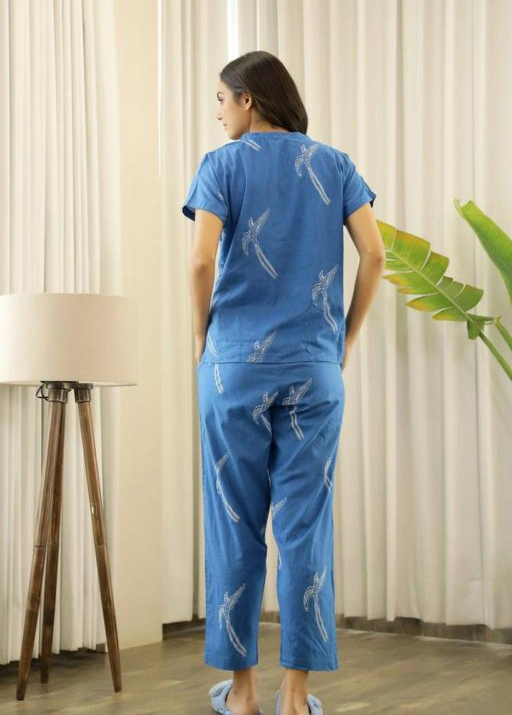 Blue Banana Print Pajama Set
