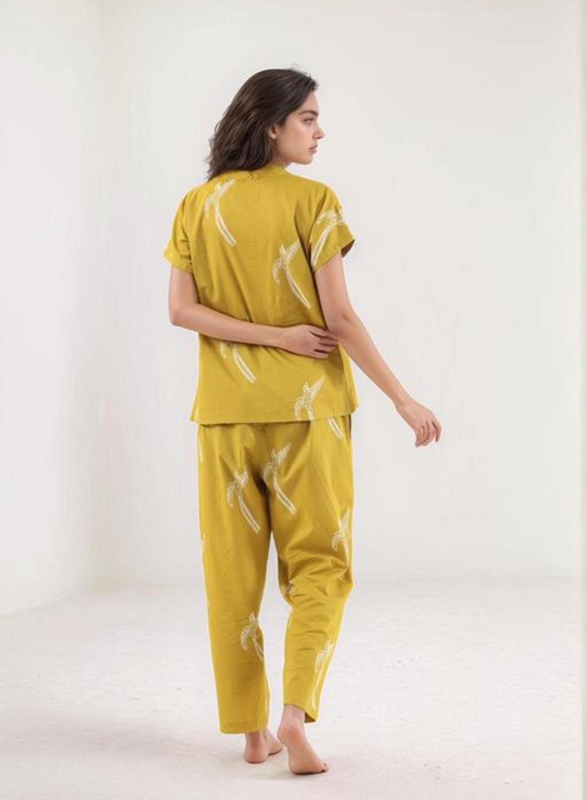 Mustard Yellow Banana Print Pajama Set
