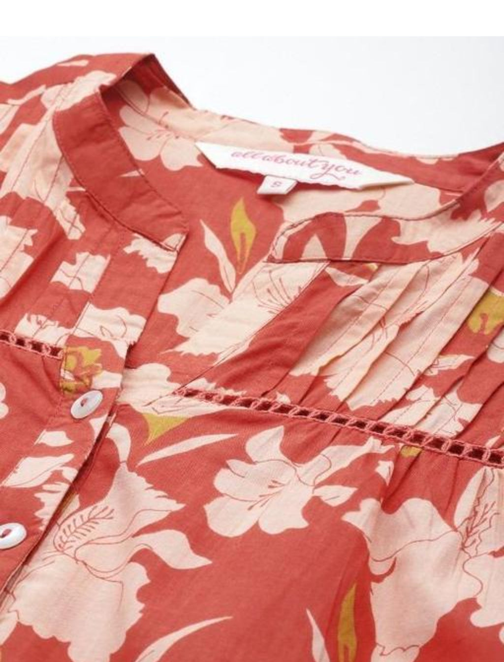 Rust Orange Floral Blouse with Wide-Leg Jeans