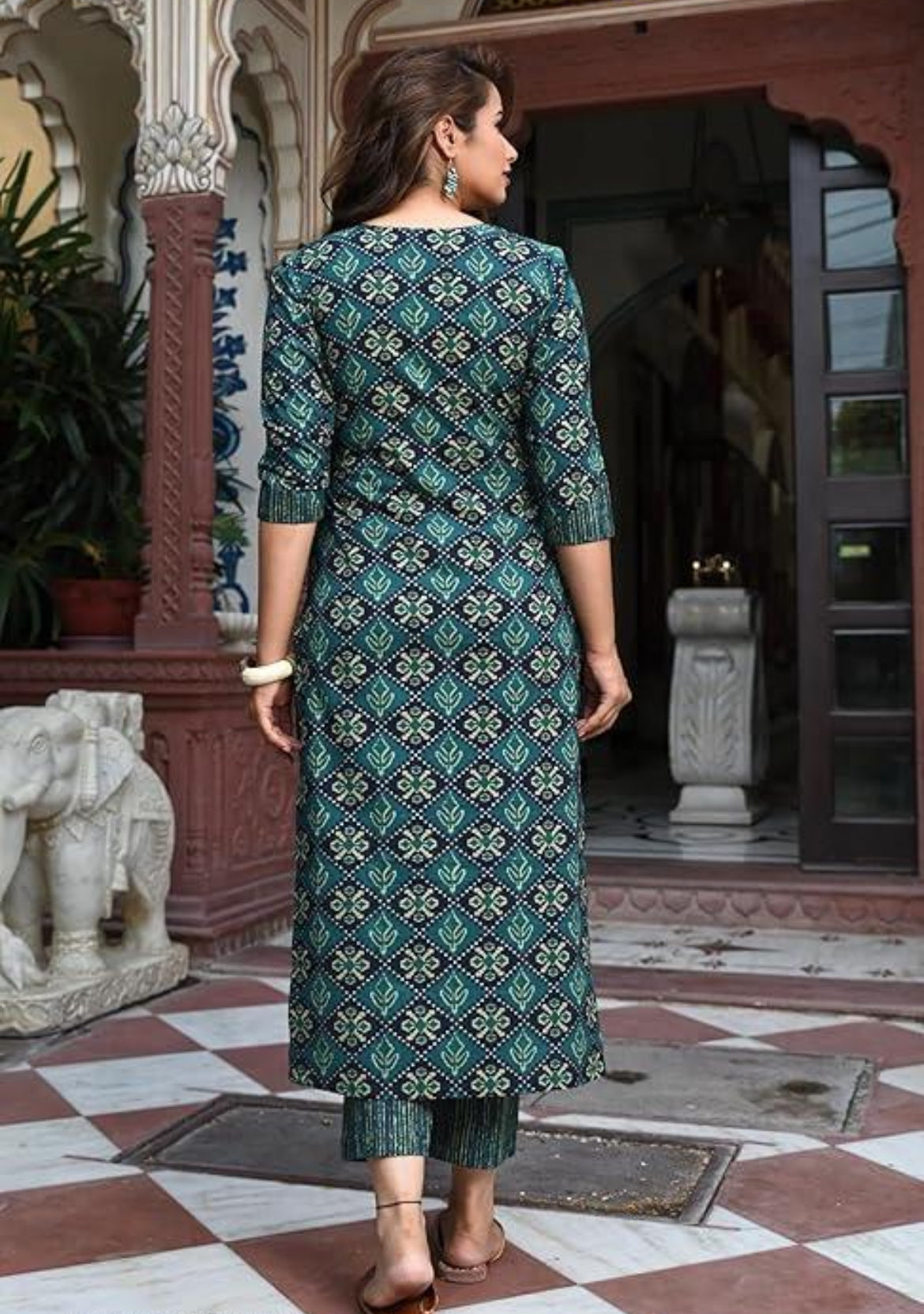 Emerald Grace Printed Suit Set
