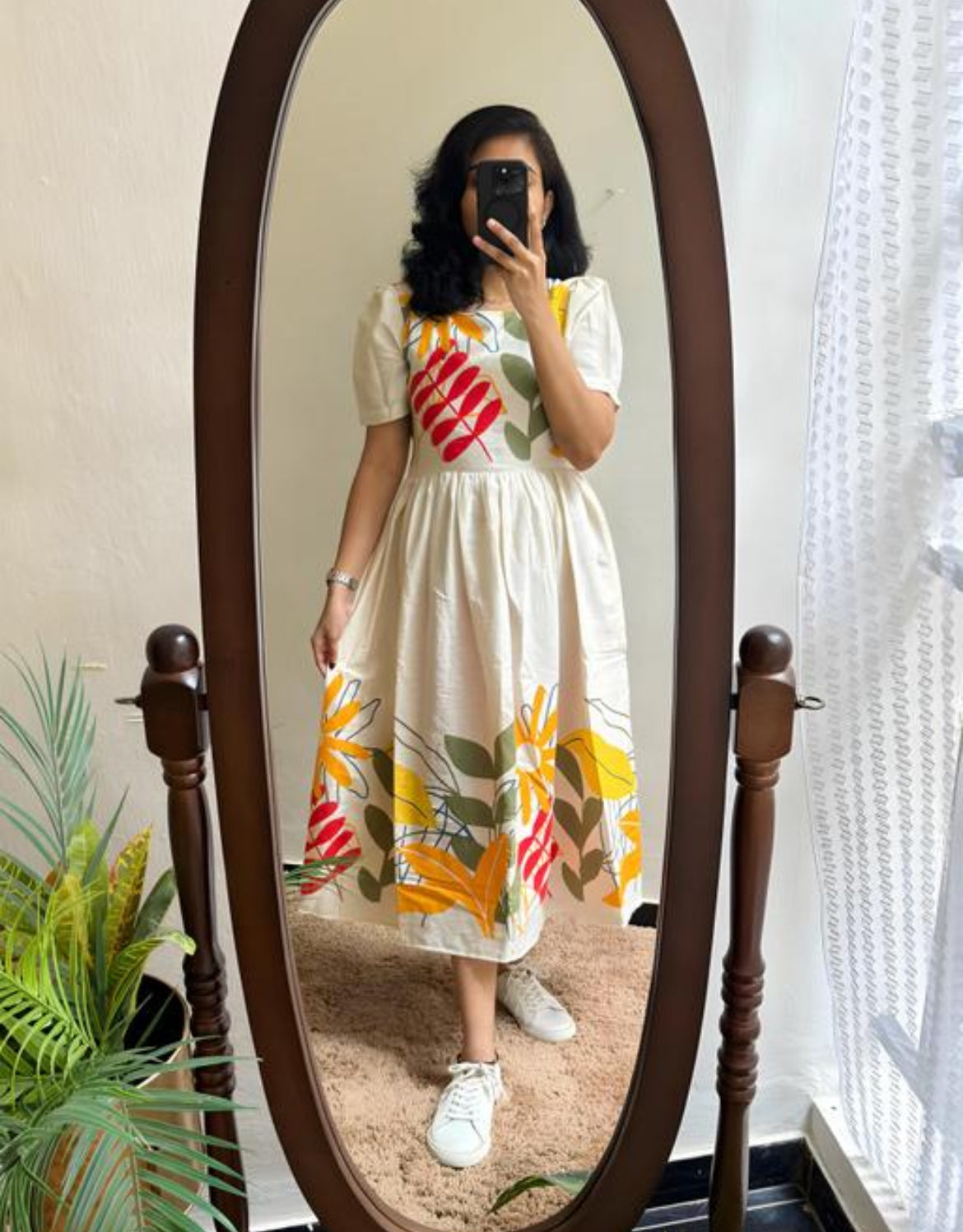 T&T Off white printed dress